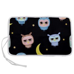 Cute Owl Doodles With Moon Star Seamless Pattern Pen Storage Case (l) by Vaneshart