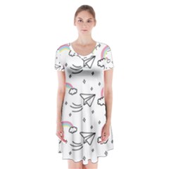 Cute Art Print Pattern Short Sleeve V-neck Flare Dress by Vaneshart