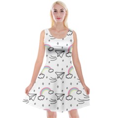 Cute Art Print Pattern Reversible Velvet Sleeveless Dress