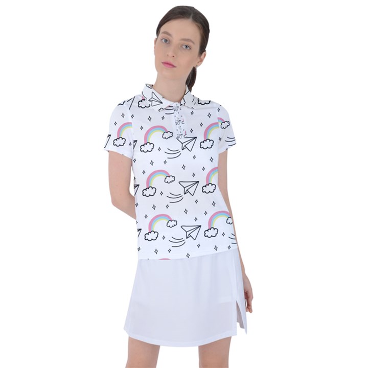 Cute Art Print Pattern Women s Polo Tee