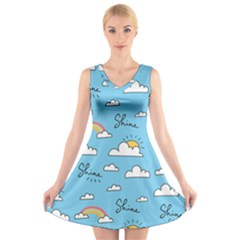 Sky Pattern V-neck Sleeveless Dress by Vaneshart