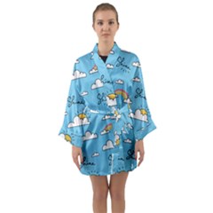 Sky Pattern Long Sleeve Satin Kimono by Vaneshart