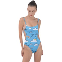 Sky Pattern Tie Strap One Piece Swimsuit by Vaneshart