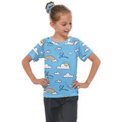 Sky Pattern Kids  Mesh Piece Tee