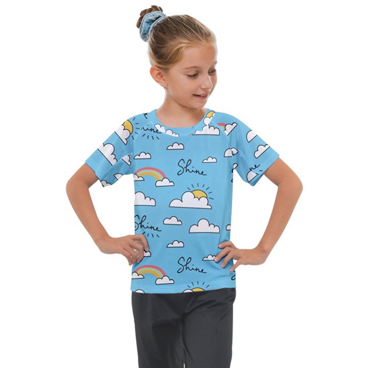 Sky Pattern Kids  Mesh Piece Tee