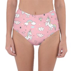 Cute Unicorn Seamless Pattern Reversible High-waist Bikini Bottoms by Vaneshart