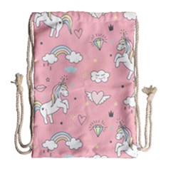 Cute Unicorn Seamless Pattern Drawstring Bag (large) by Vaneshart