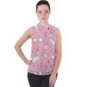 Cute Unicorn Seamless Pattern Mock Neck Chiffon Sleeveless Top View1