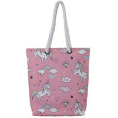 Cute Unicorn Seamless Pattern Full Print Rope Handle Tote (small) by Vaneshart