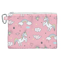 Cute Unicorn Seamless Pattern Canvas Cosmetic Bag (xl) by Vaneshart