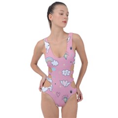 Cute Unicorn Seamless Pattern Side Cut Out Swimsuit by Vaneshart