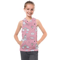 Cute Unicorn Seamless Pattern Kids  Sleeveless Hoodie