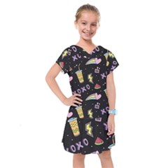 Cute Girl Things Seamless Background Kids  Drop Waist Dress by Vaneshart