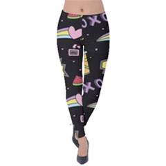 Cute Girl Things Seamless Background Velvet Leggings by Vaneshart