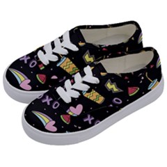 Cute Girl Things Seamless Background Kids  Classic Low Top Sneakers by Vaneshart