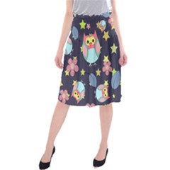 Owl Stars Pattern Background Midi Beach Skirt by Vaneshart