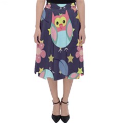 Owl Stars Pattern Background Classic Midi Skirt by Vaneshart