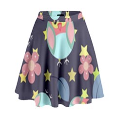 Owl Stars Pattern Background High Waist Skirt by Vaneshart