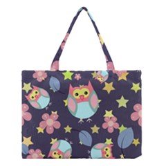 Owl Stars Pattern Background Medium Tote Bag by Vaneshart