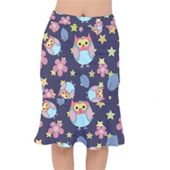 Owl Stars Pattern Background Short Mermaid Skirt by Vaneshart