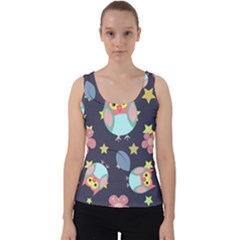 Owl Stars Pattern Background Velvet Tank Top by Vaneshart