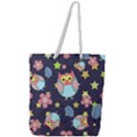 Owl Stars Pattern Background Full Print Rope Handle Tote (Large) View1