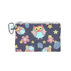 Owl Stars Pattern Background Canvas Cosmetic Bag (small) by Vaneshart