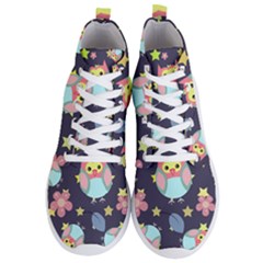 Owl Stars Pattern Background Men s Lightweight High Top Sneakers by Vaneshart