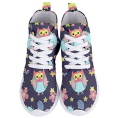 Owl Stars Pattern Background Women s Lightweight High Top Sneakers by Vaneshart