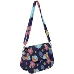 Owl Stars Pattern Background Saddle Handbag