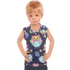 Owl Stars Pattern Background Kids  Sport Tank Top