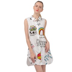 Abstract Fashion Background Suitable Fabric Printing Sleeveless Shirt Dress by Vaneshart