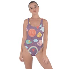 Cute Seamless Pattern With Doodle Birds Balloons Bring Sexy Back Swimsuit by Vaneshart