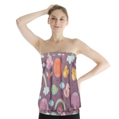 Cute Seamless Pattern With Doodle Birds Balloons Strapless Top by Vaneshart