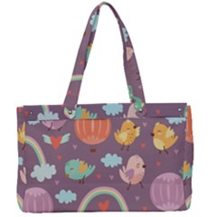 Cute Seamless Pattern With Doodle Birds Balloons Canvas Work Bag by Vaneshart