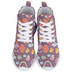 Cute Seamless Pattern With Doodle Birds Balloons Women s Lightweight High Top Sneakers by Vaneshart