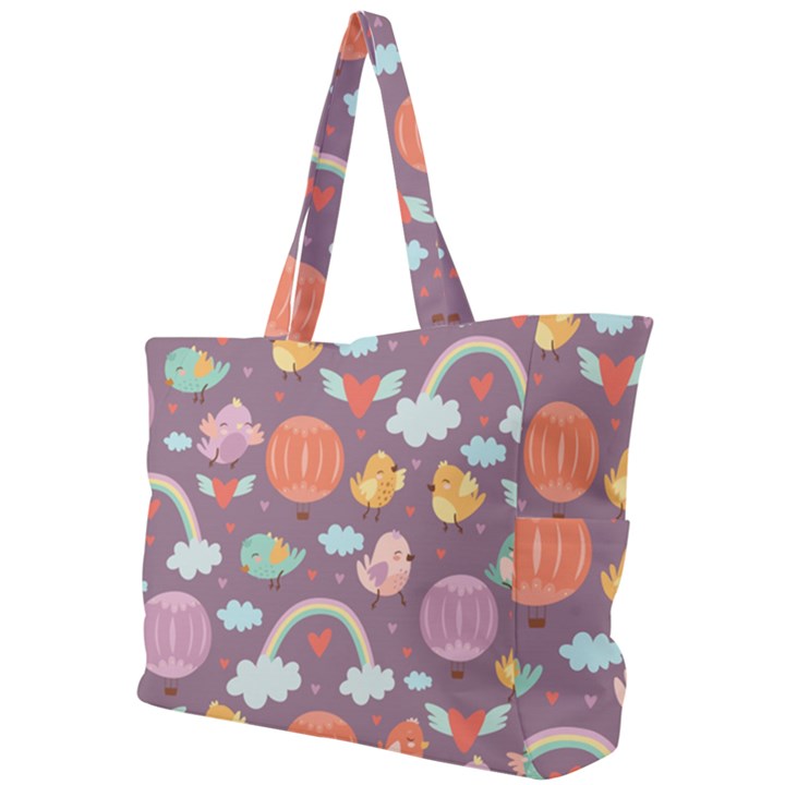 Cute Seamless Pattern With Doodle Birds Balloons Simple Shoulder Bag