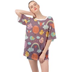 Cute Seamless Pattern With Doodle Birds Balloons Oversized Chiffon Top by Vaneshart