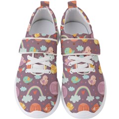 Cute Seamless Pattern With Doodle Birds Balloons Men s Velcro Strap Shoes by Vaneshart