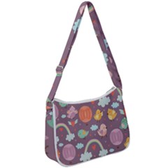 Cute Seamless Pattern With Doodle Birds Balloons Zip Up Shoulder Bag by Vaneshart