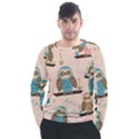 Seamless Pattern Owls Dream Cute Style Fabric Men s Long Sleeve Raglan Tee View1