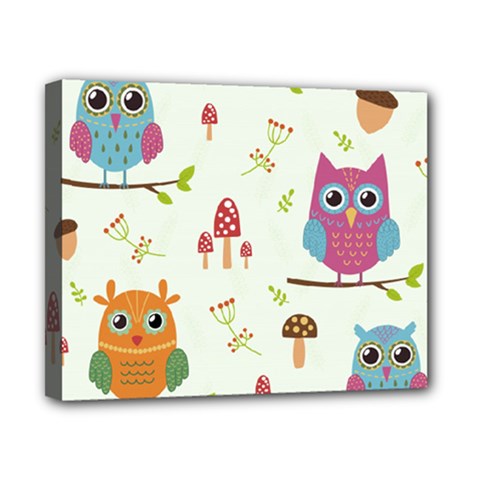 Forest Seamless Pattern With Cute Owls Canvas 10  X 8  (stretched) by Vaneshart