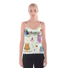 Forest Seamless Pattern With Cute Owls Spaghetti Strap Top by Vaneshart