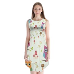 Forest Seamless Pattern With Cute Owls Sleeveless Chiffon Dress   by Vaneshart