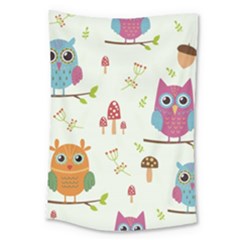 Forest Seamless Pattern With Cute Owls Large Tapestry by Vaneshart