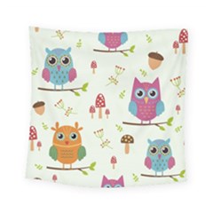 Forest Seamless Pattern With Cute Owls Square Tapestry (small) by Vaneshart