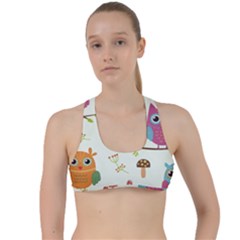 Forest Seamless Pattern With Cute Owls Criss Cross Racerback Sports Bra by Vaneshart