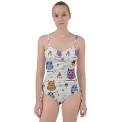 Forest Seamless Pattern With Cute Owls Sweetheart Tankini Set