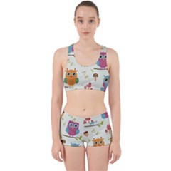 Forest Seamless Pattern With Cute Owls Work It Out Gym Set by Vaneshart