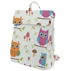 Forest Seamless Pattern With Cute Owls Flap Top Backpack by Vaneshart